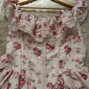 SHEIN Pink Floral Ruffle Dress